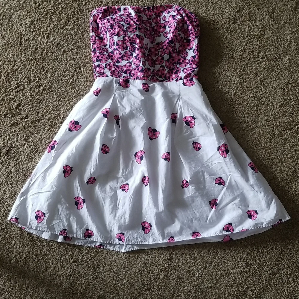 Lilly Pulitzer Felicity Resort White Ladybug Garden Strapless Dress SIZE 8 - Picture 3 of 7